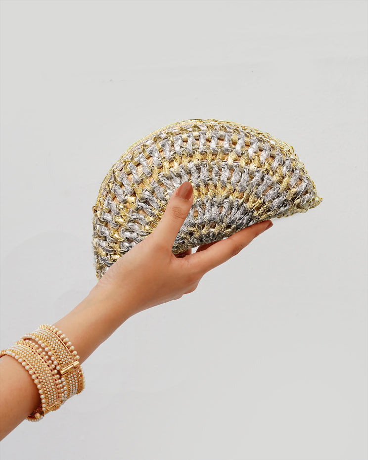 2 gold-silver-gota-golden-halfmoon-hand-crochet-clutch