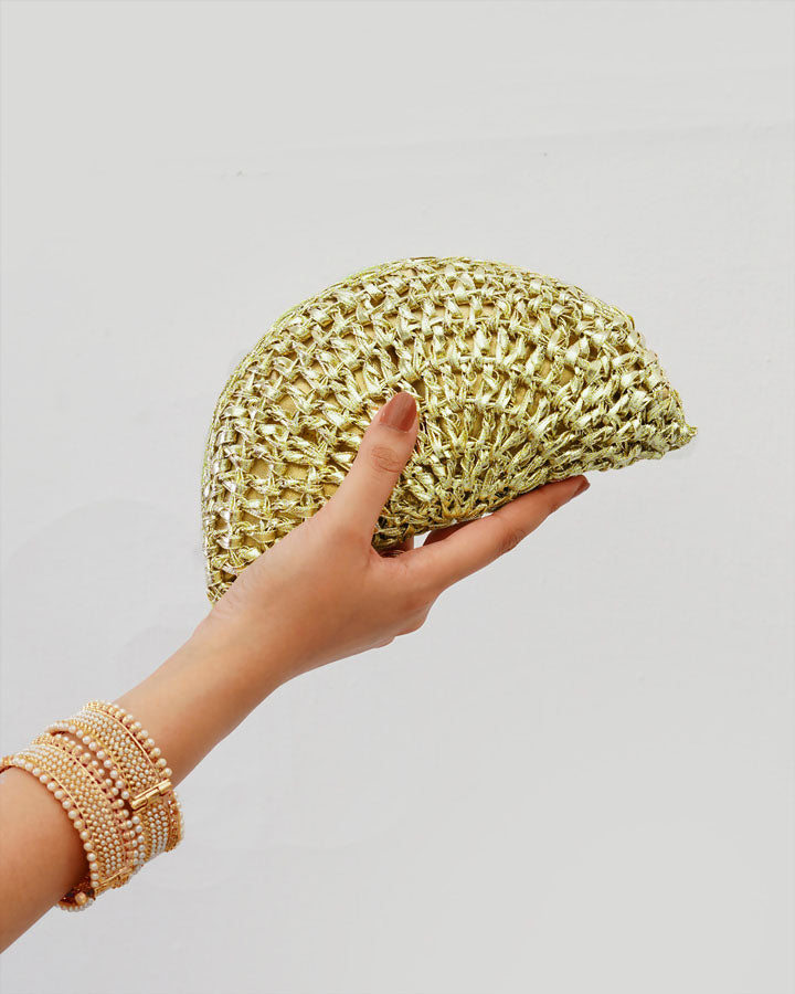 CROCHET CLUTCH - Matte Gold