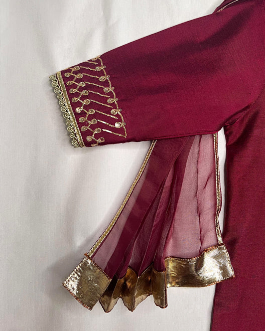 3 PIECE EMBROIDERED SUIT - Cherry