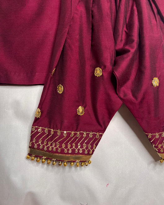 3 PIECE EMBROIDERED SUIT - Cherry