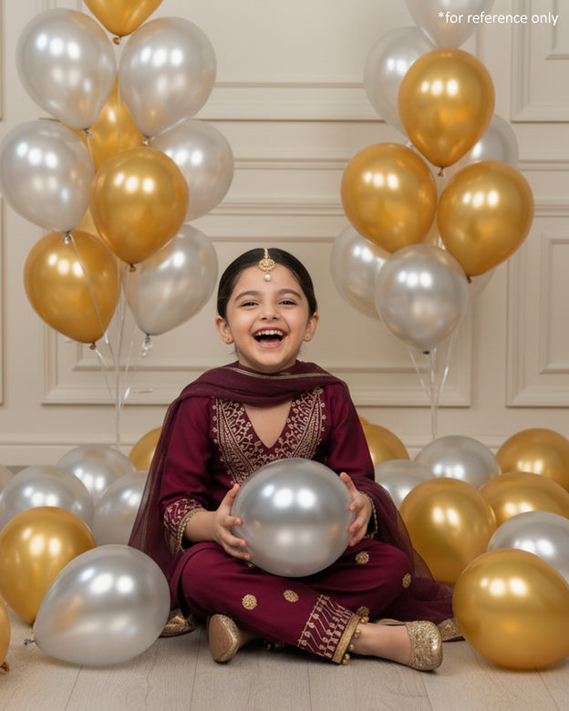 3 PIECE EMBROIDERED SUIT - Cherry