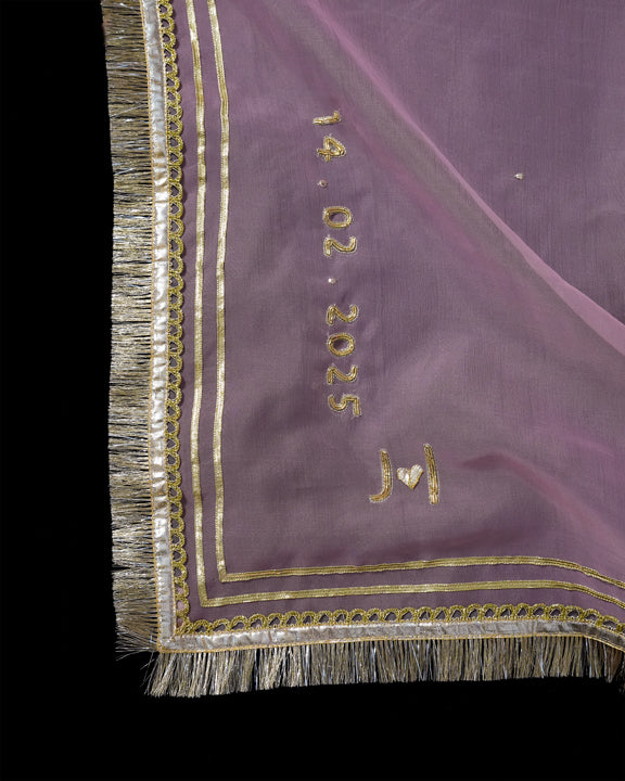 Embroidered Nikkah Dupatta - Pink