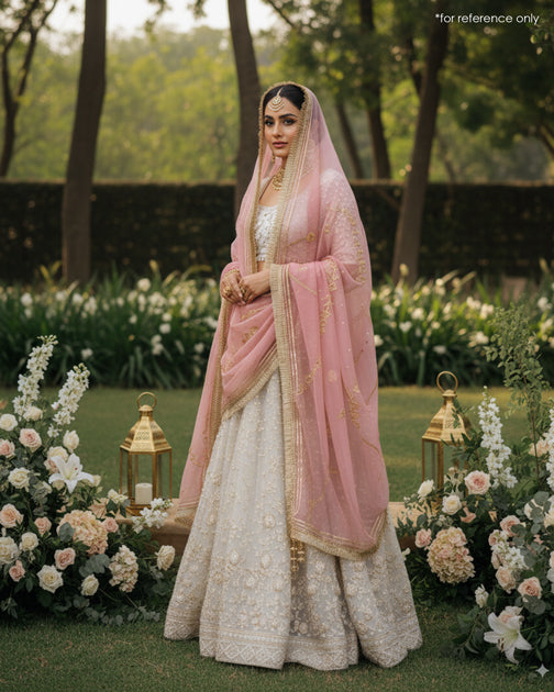 Embroidered Nikkah Dupatta - Pink