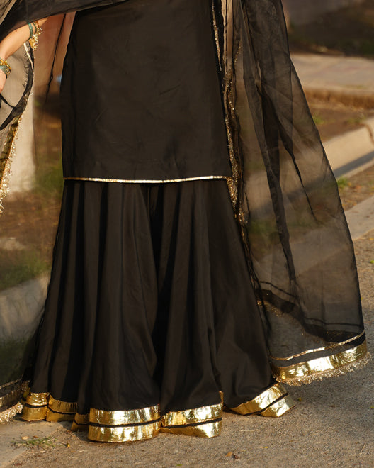 3 PIECE COTTONSILK SUIT - Black