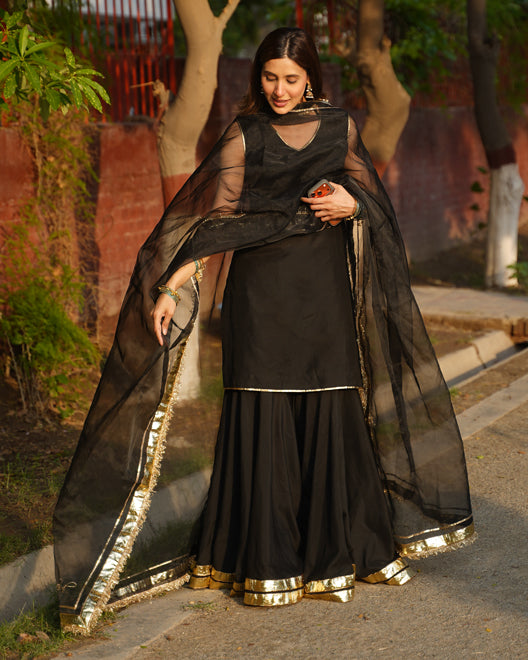 3 PIECE COTTONSILK SUIT - Black