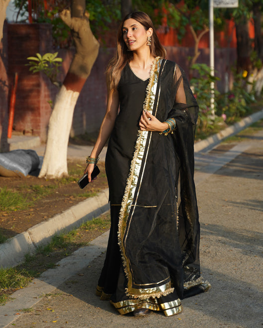 3 PIECE COTTONSILK SUIT - Black