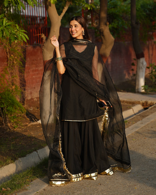 3 PIECE COTTONSILK SUIT - Black