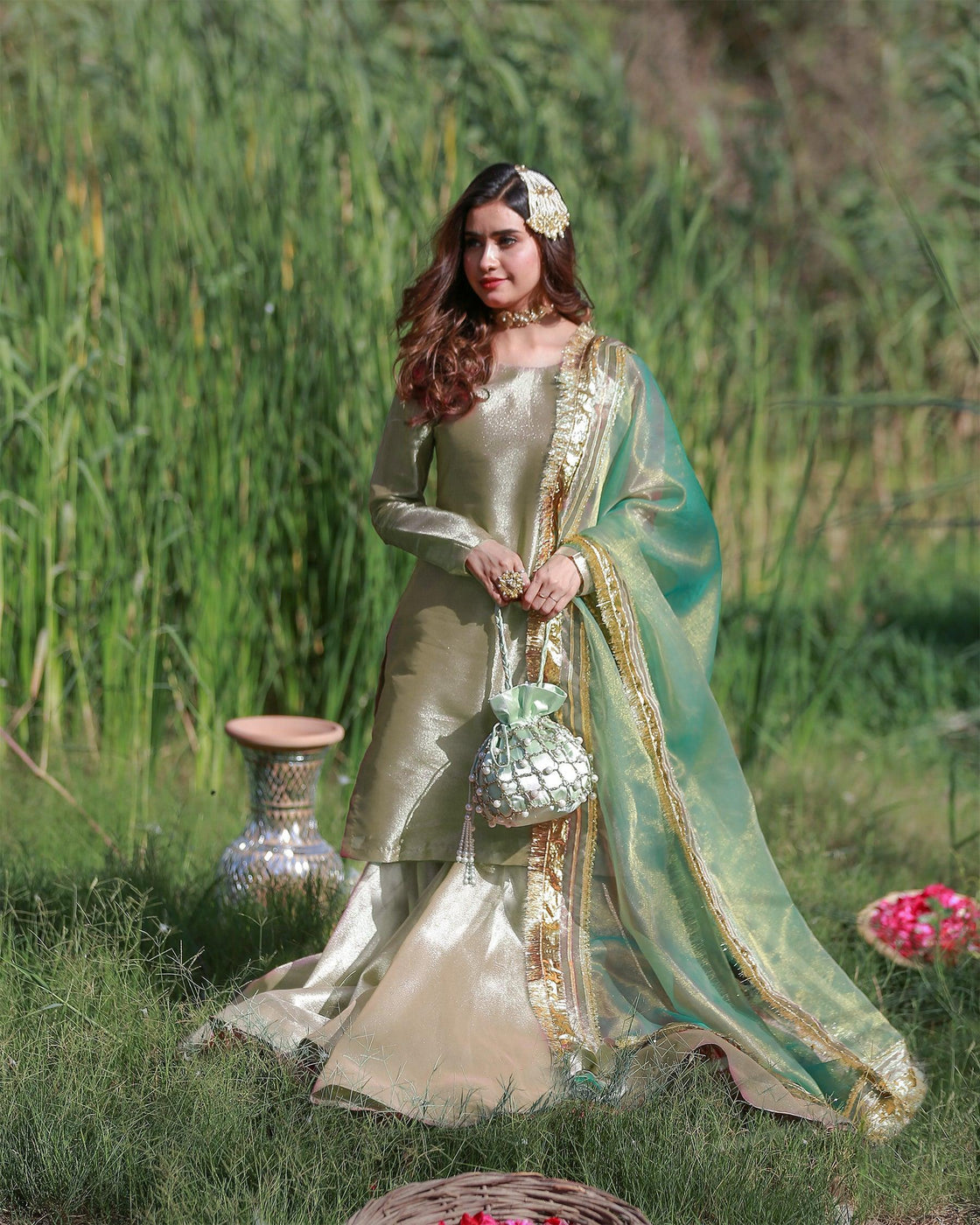 EMEBLLISHED DUPATTA - Golden/Multi