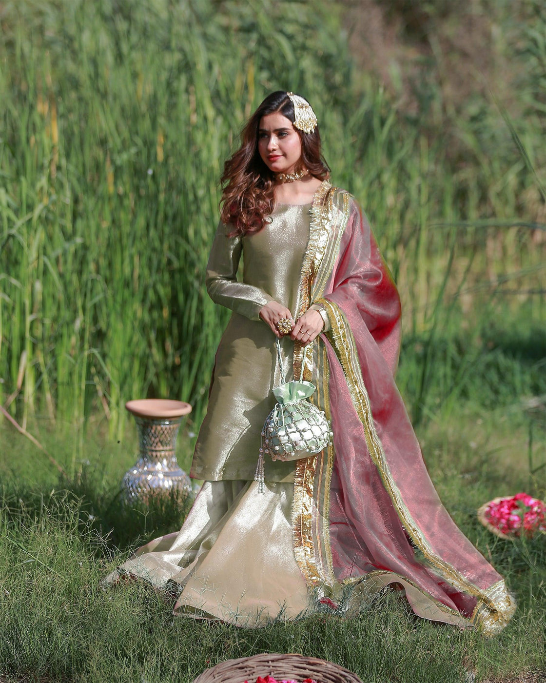 EMEBLLISHED DUPATTA - Golden/Multi