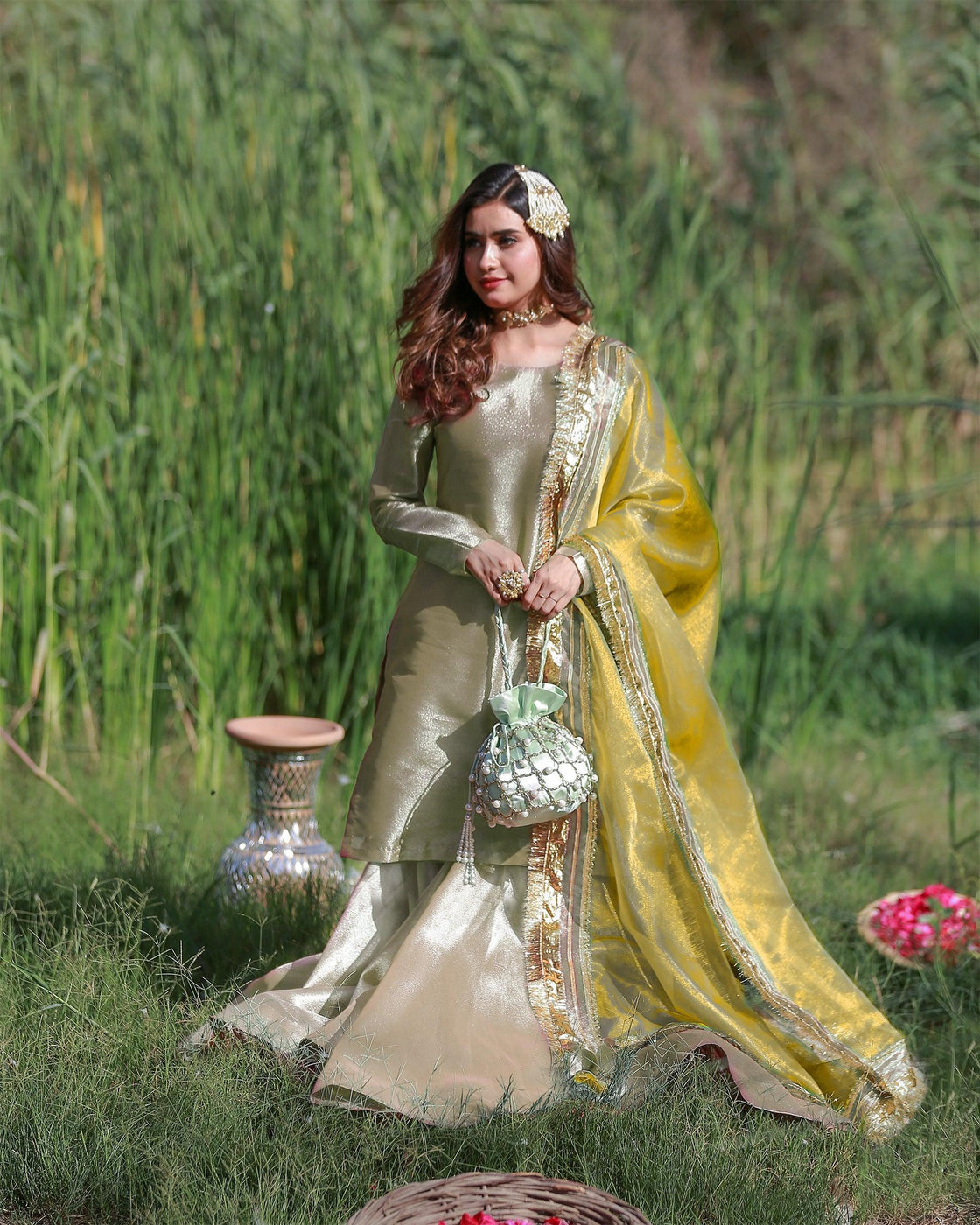 EMEBLLISHED DUPATTA - Golden/Multi