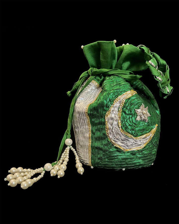 EMBROIDERED POTLI BAG - Green