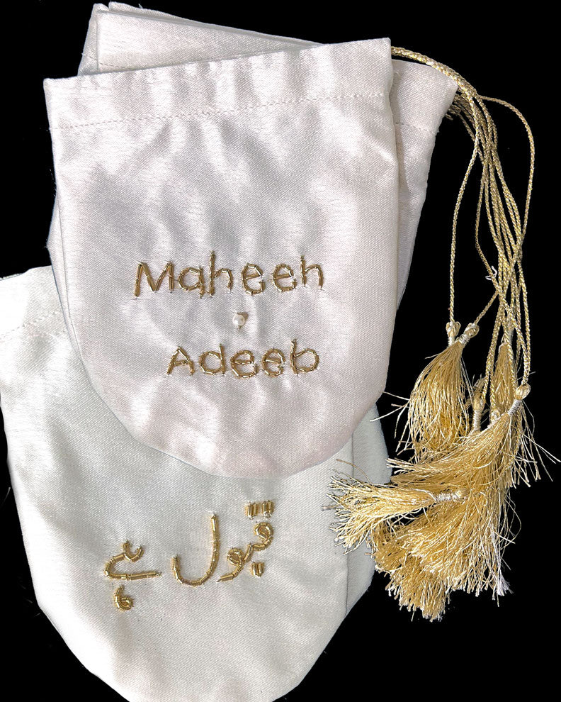 Personalized Silk Nikkah Bidh Bags