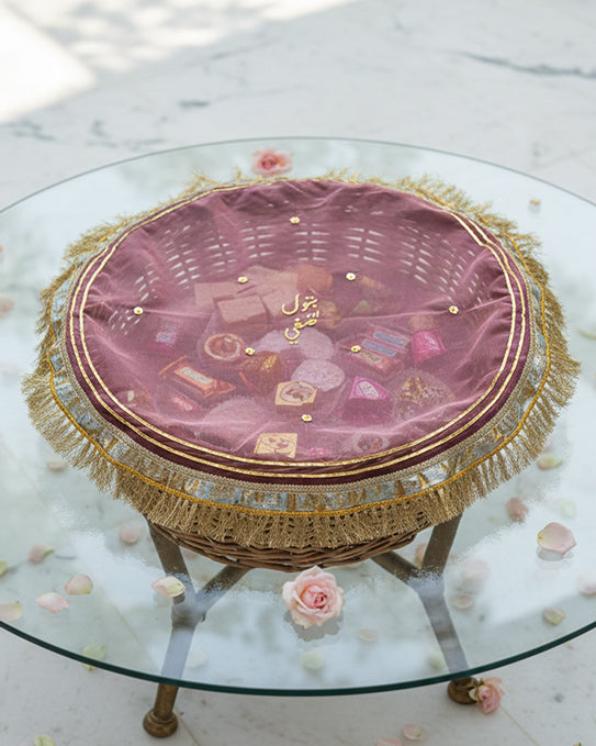 Embroidered Couple Name Thaal Posh - Multi