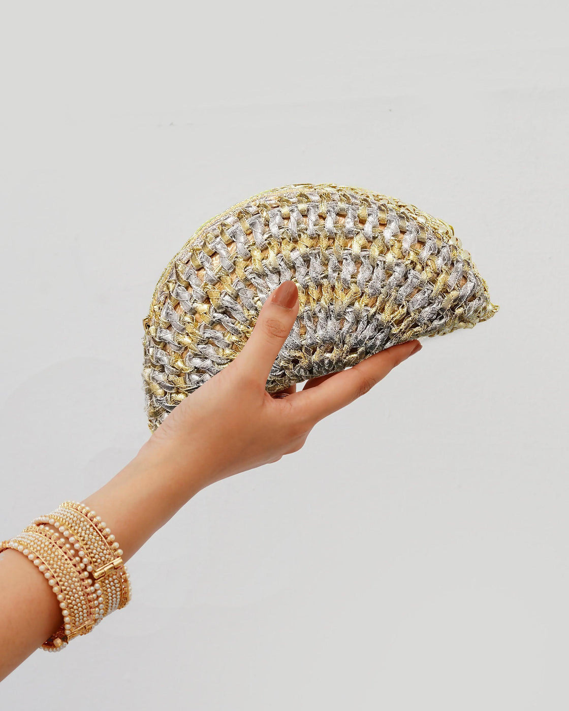 CROCHET CLUTCH - Silver & Golden