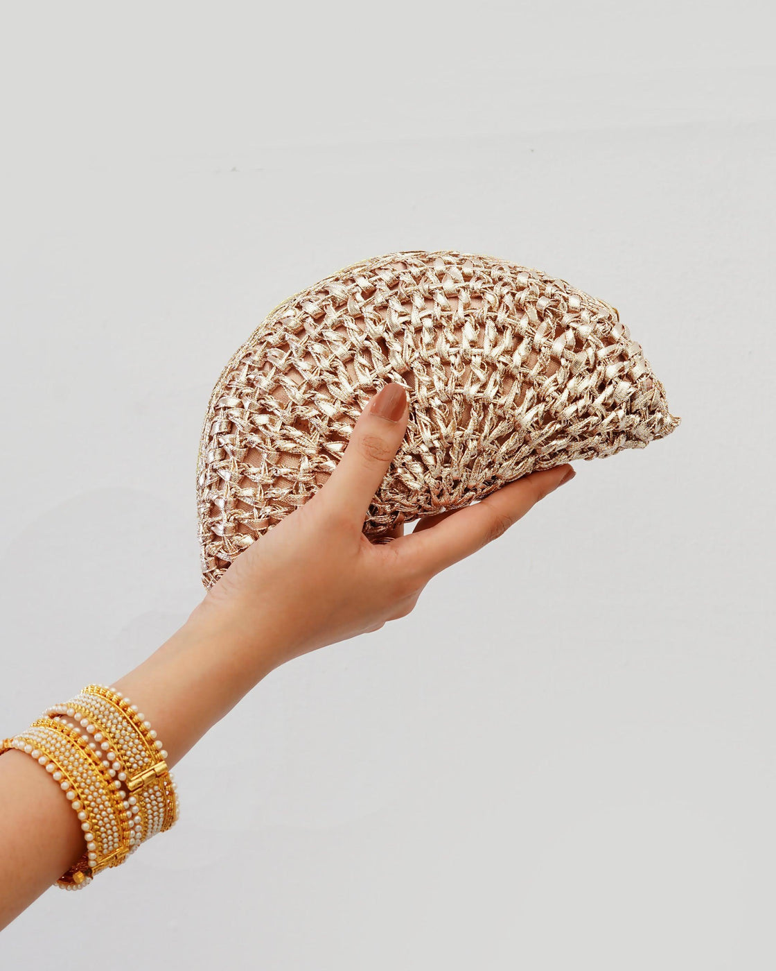 CROCHET CLUTCH - Rose Gold