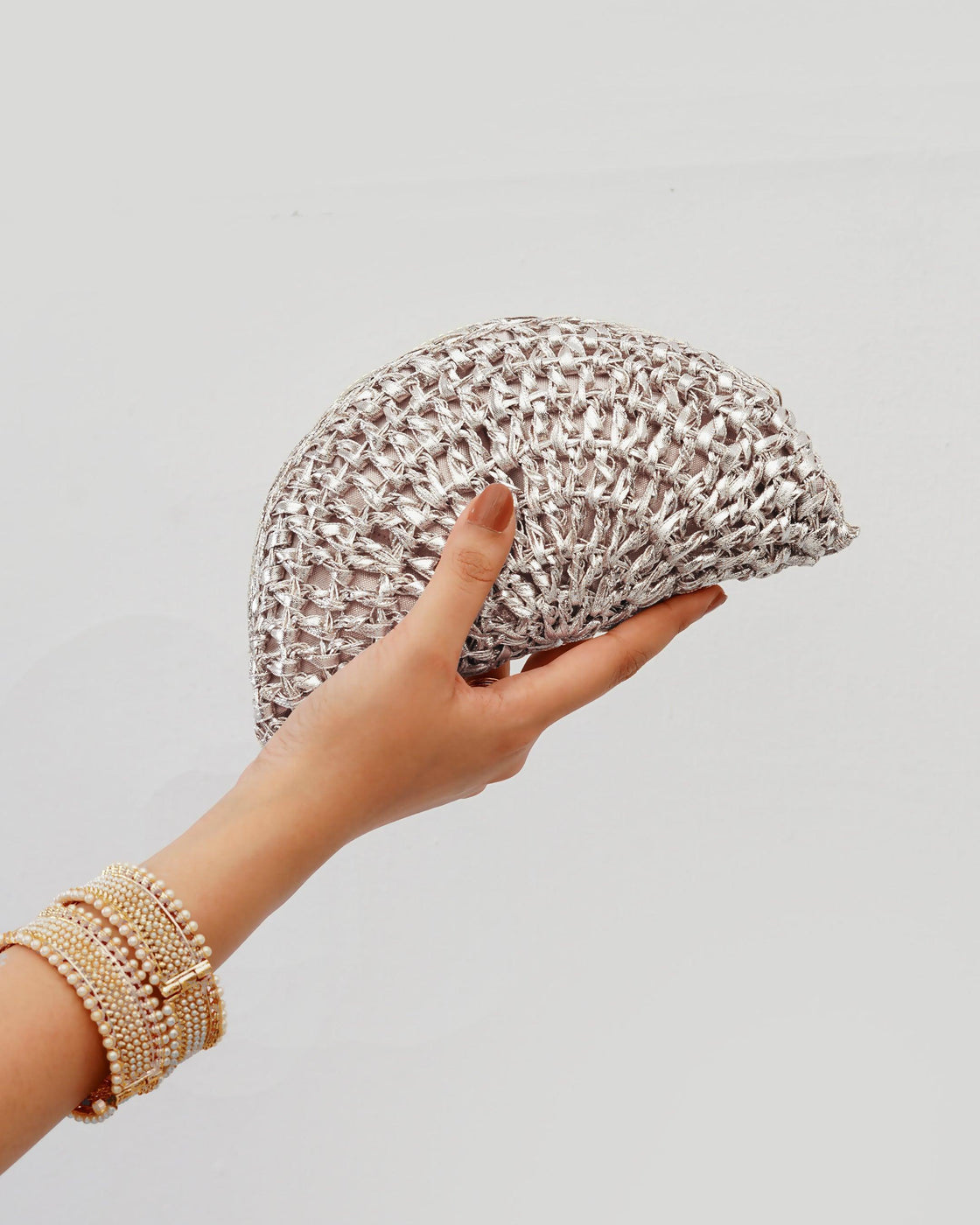 CROCHET CLUTCH - Silver