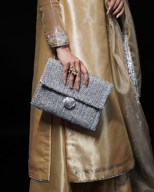 CROCHET CLUTCH - Golden/Silver