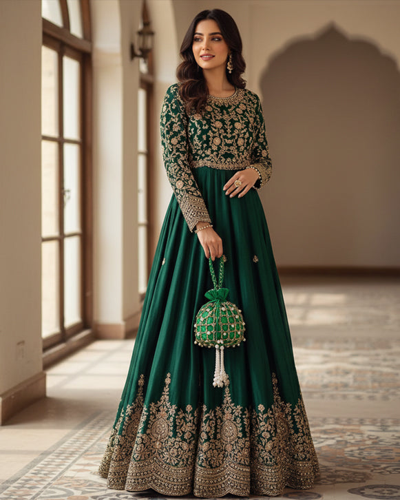 CROCHET POTLI BAG - Golden/Silver