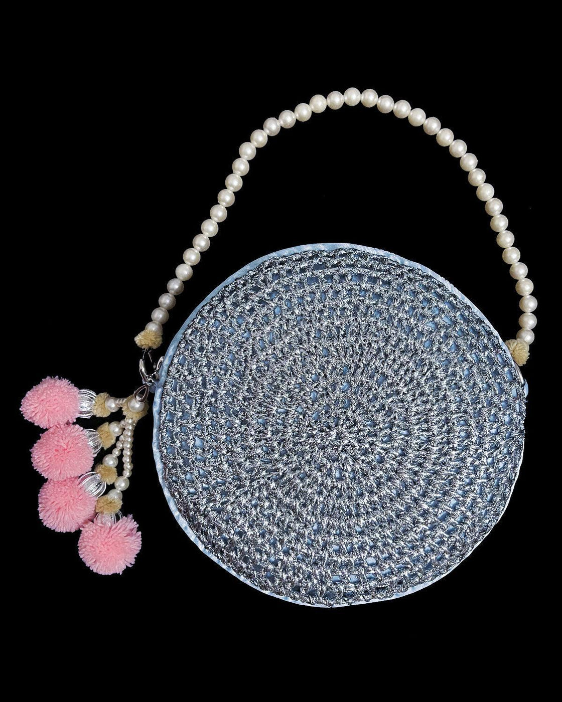 CROCHET BAG - Silver/Blue