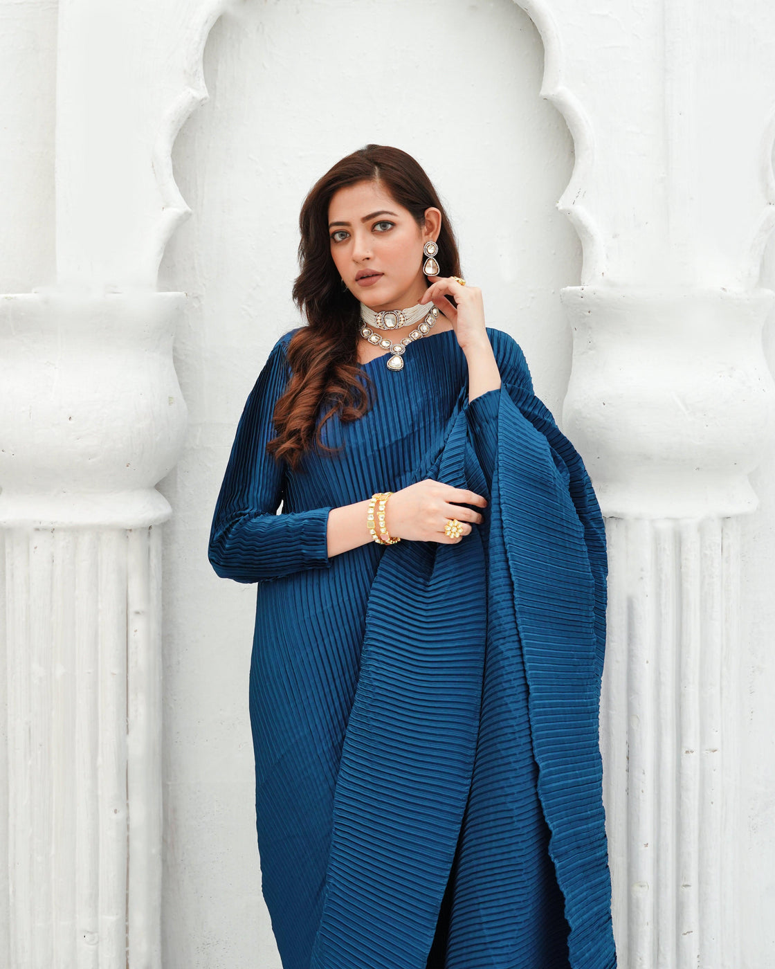 SOLID SAREE - Blue