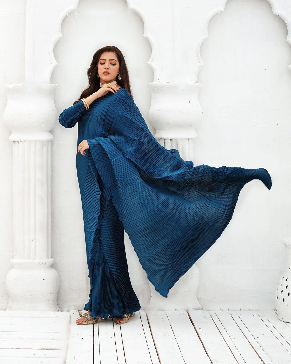 SOLID SAREE - Blue