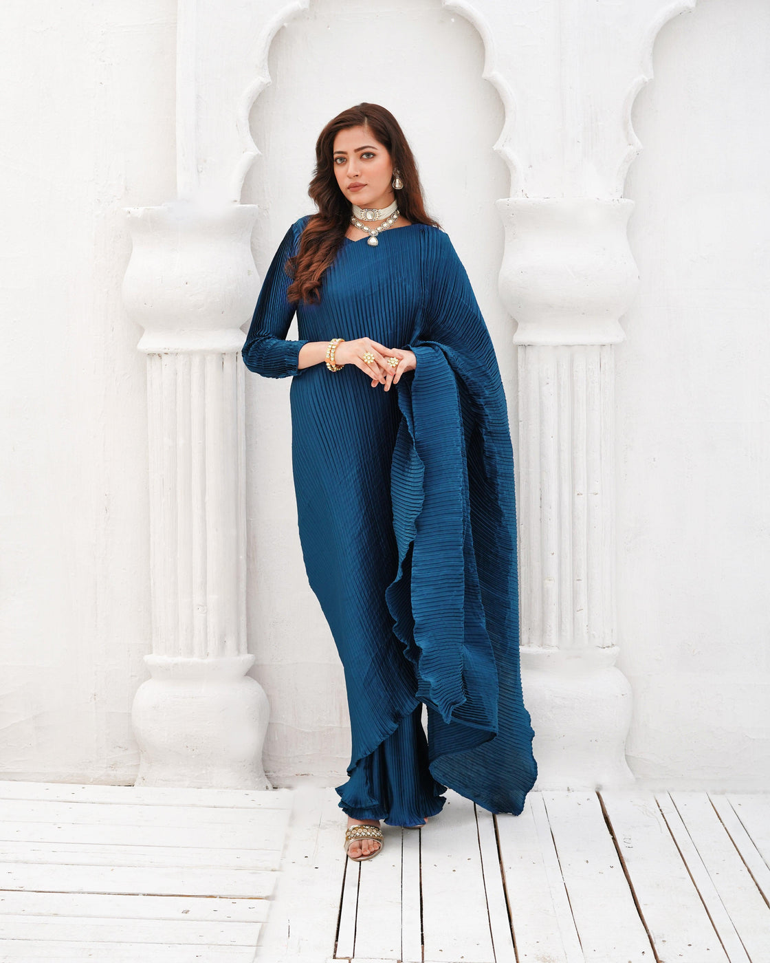 SOLID SAREE - Blue