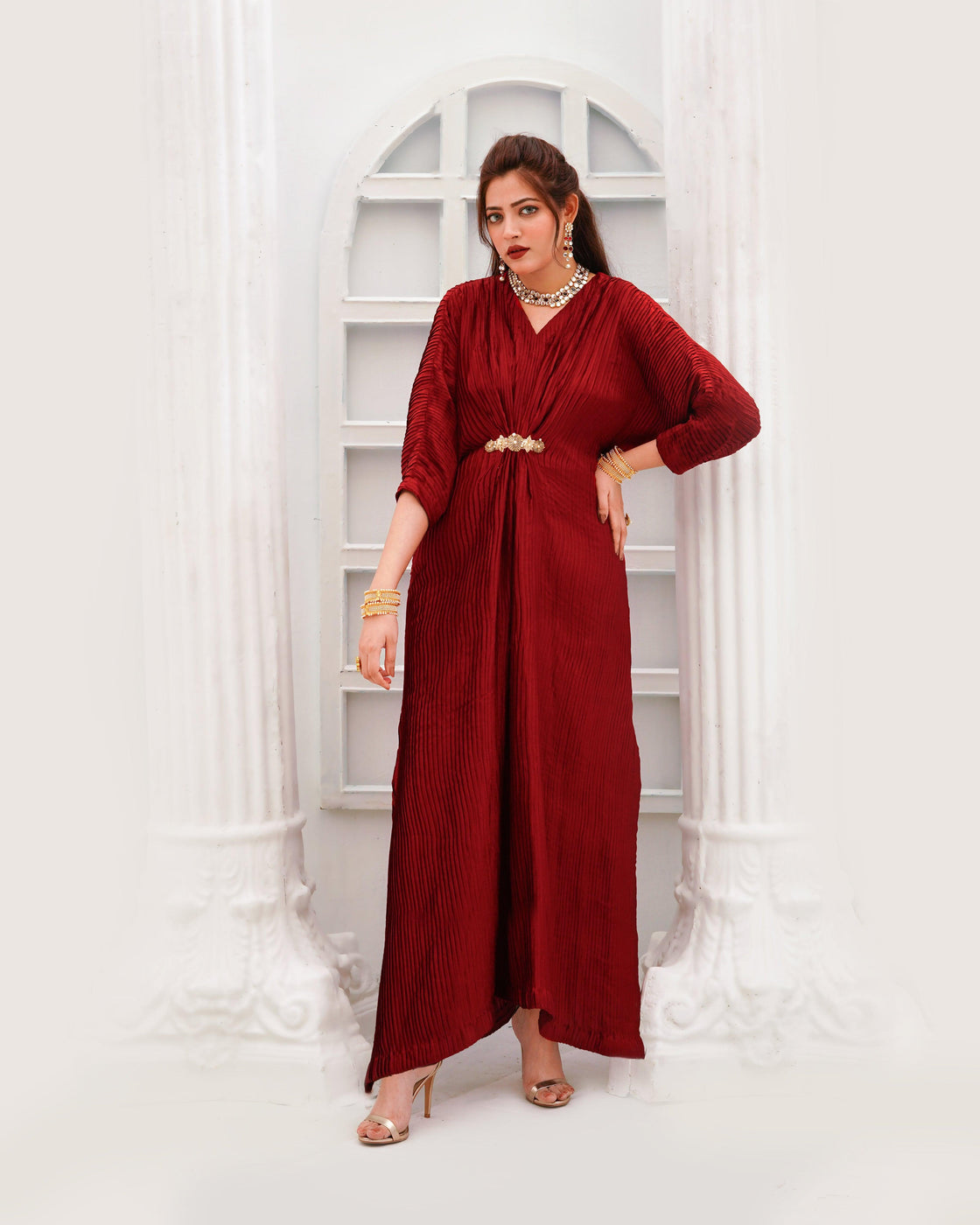 EMBELLISHED KAFTAN - Maroon