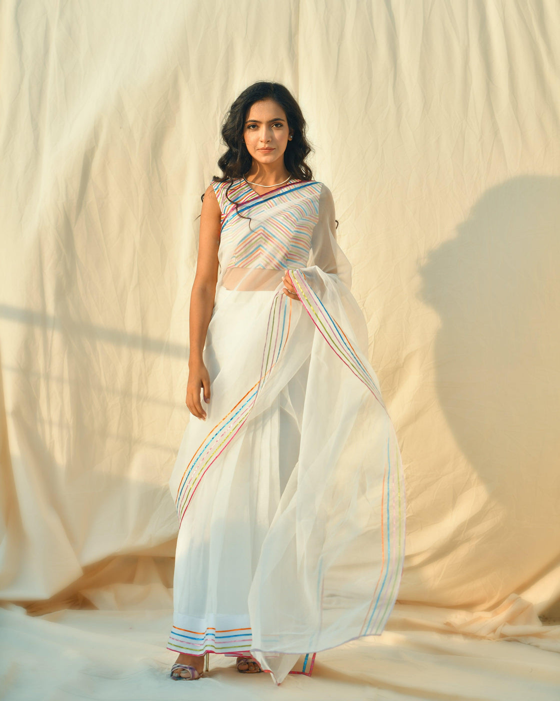 EMBROIDERED SAREE - White