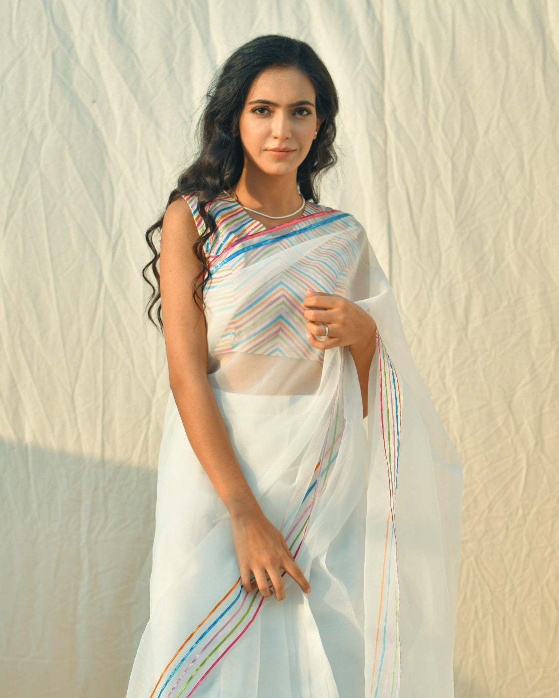 EMBROIDERED SAREE - White